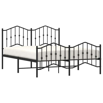 sengeramme med sengegavl og fodgærde 150x200 cm metal sort