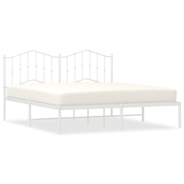 sengeramme med sengegavl 160x200 cm metal hvid