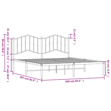 sengeramme med sengegavl 160x200 cm metal hvid