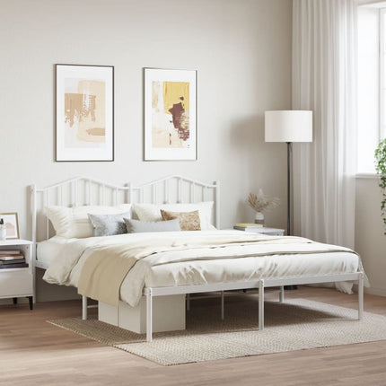 sengeramme med sengegavl 160x200 cm metal hvid