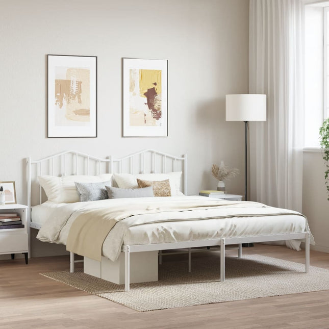 sengeramme med sengegavl 160x200 cm metal hvid