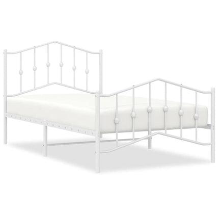 sengeramme med sengegavl og fodgærde 100x190 cm metal hvid