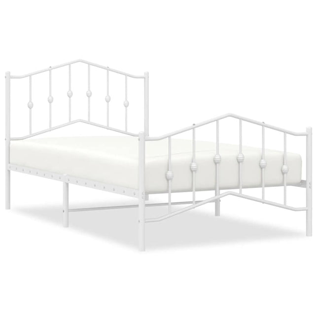 sengeramme med sengegavl og fodgærde 100x190 cm metal hvid