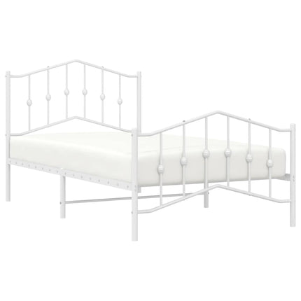 sengeramme med sengegavl og fodgærde 100x190 cm metal hvid