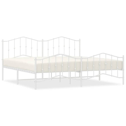 sengeramme med sengegavl og fodgærde 200x200 cm metal hvid