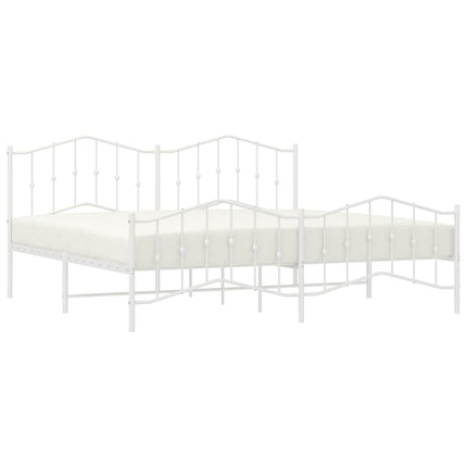 sengeramme med sengegavl og fodgærde 200x200 cm metal hvid