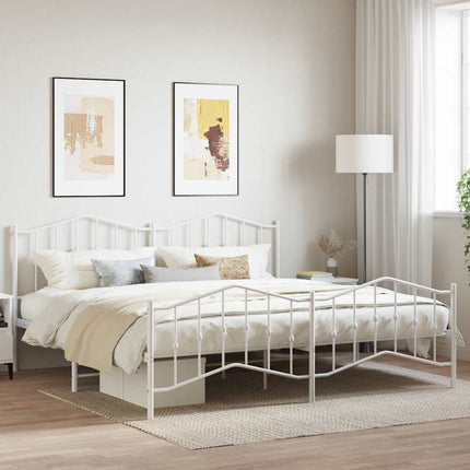 sengeramme med sengegavl og fodgærde 200x200 cm metal hvid