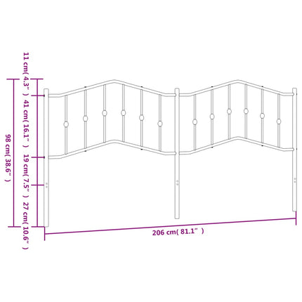 udskiftningsgavl 200 cm metal hvid
