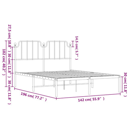 sengeramme med sengegavl 135x190 cm metal sort