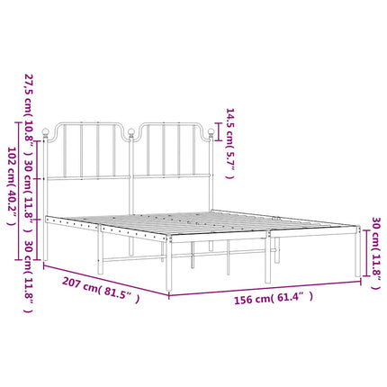 sengeramme med sengegavl 150x200 cm metal sort