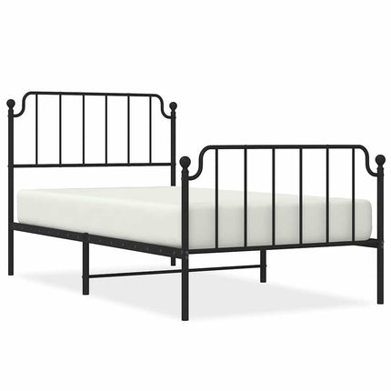sengeramme med sengegavl og fodgærde 100x200 cm metal sort