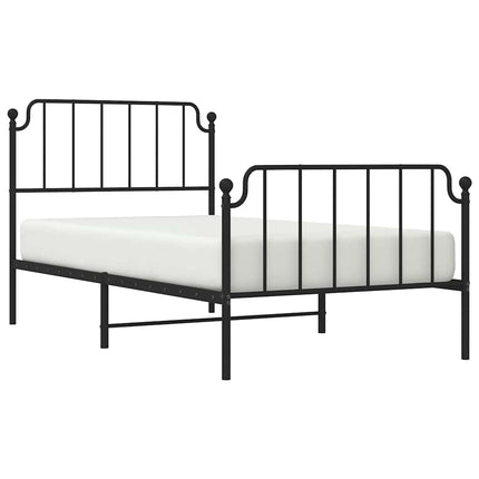 sengeramme med sengegavl og fodgærde 100x200 cm metal sort