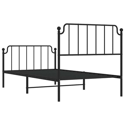 sengeramme med sengegavl og fodgærde 100x200 cm metal sort