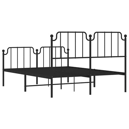 sengeramme med sengegavl og fodgærde 135x190 cm metal sort