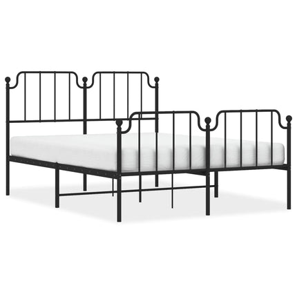 sengeramme med sengegavl og fodgærde 140x190 cm metal sort