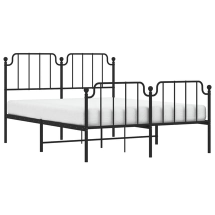 sengeramme med sengegavl og fodgærde 140x190 cm metal sort