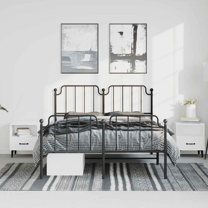 sengeramme med sengegavl og fodgærde 150x200 cm metal sort