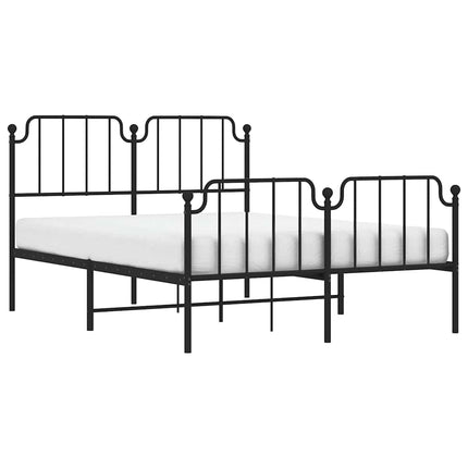 sengeramme med sengegavl og fodgærde 150x200 cm metal sort
