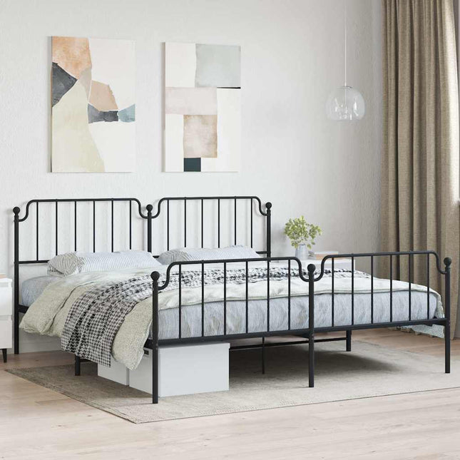 sengeramme med sengegavl og fodgærde 193x203 cm metal sort