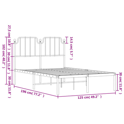 sengeramme med sengegavl 120x190 cm metal hvid