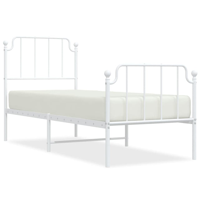 sengeramme med sengegavl og fodgærde 75x190 cm metal hvid