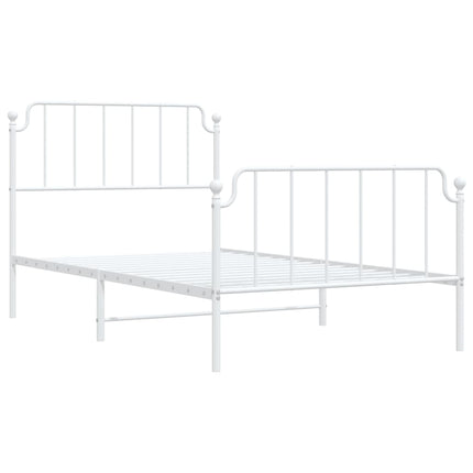 sengeramme med sengegavl og fodgærde 107x203 cm metal hvid