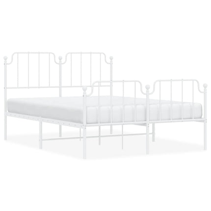 sengeramme med sengegavl og fodgærde 135x190 cm metal hvid