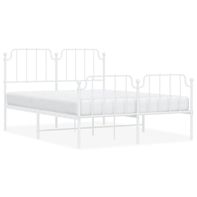 sengeramme med sengegavl og fodgærde 135x190 cm metal hvid