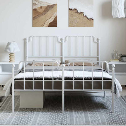 sengeramme med sengegavl og fodgærde 135x190 cm metal hvid