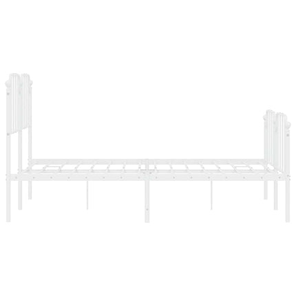 sengeramme med sengegavl og fodgærde 135x190 cm metal hvid