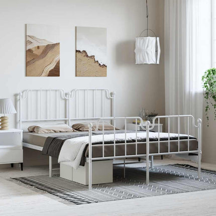 sengeramme med sengegavl og fodgærde 135x190 cm metal hvid
