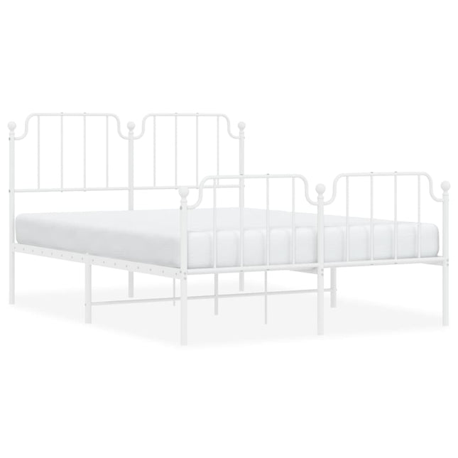 sengeramme med sengegavl og fodgærde 140x190 cm metal hvid