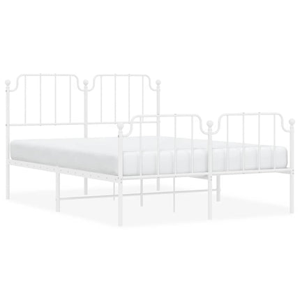 sengeramme med sengegavl og fodgærde 150x200 cm metal hvid