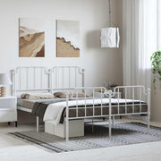 sengeramme med sengegavl og fodgærde 150x200 cm metal hvid