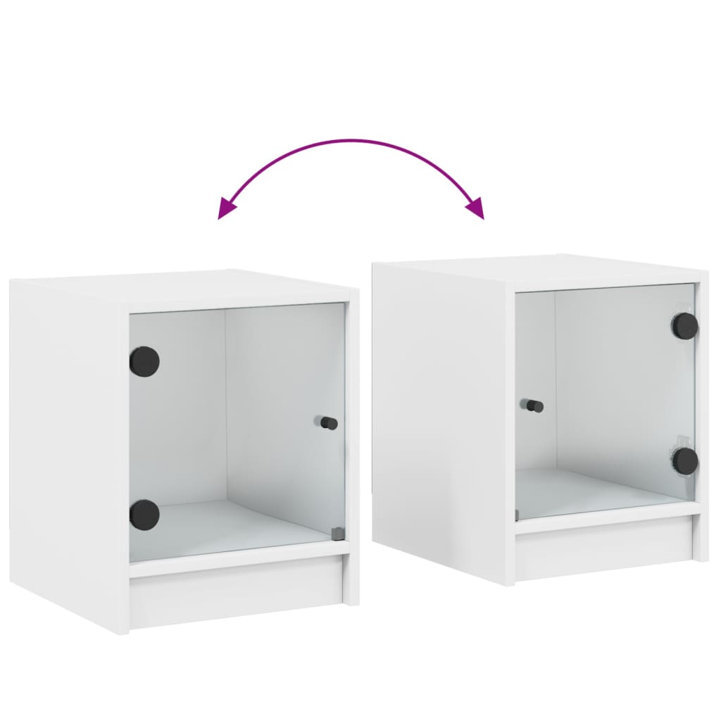 sengebord med glaslåger 35x37x42 cm hvid