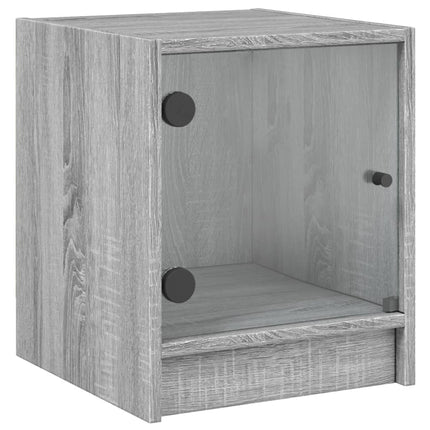 sengebord med glaslåger 35x37x42 cm grå sonoma-eg