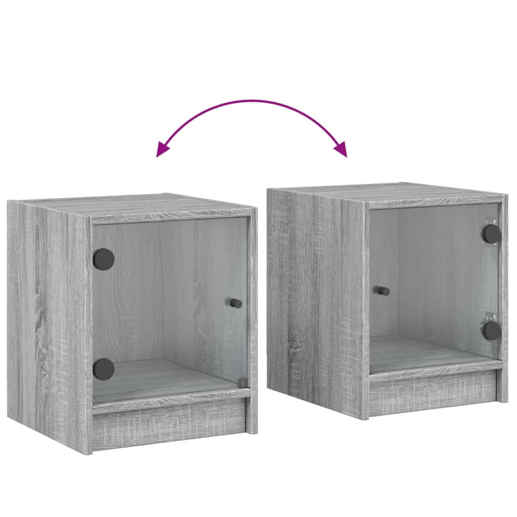 sengebord med glaslåger 35x37x42 cm grå sonoma-eg