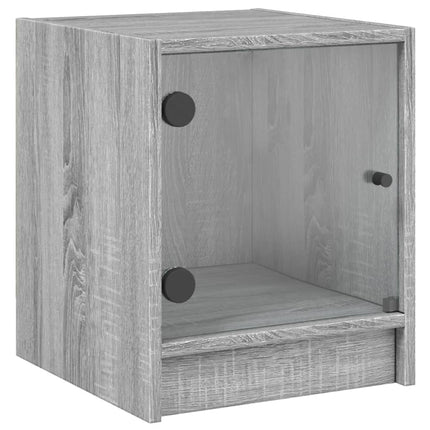 sengeborde med glaslåger 2 stk. 35x37x42 cm grå sonoma-eg