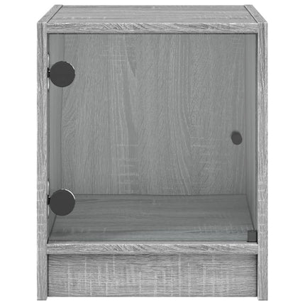 sengeborde med glaslåger 2 stk. 35x37x42 cm grå sonoma-eg