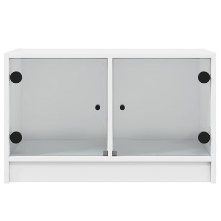 tv-bord med glaslåger 68x37x42 cm hvid