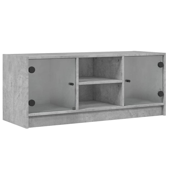 skab med glaslåger 102x37x42 cm betongrå