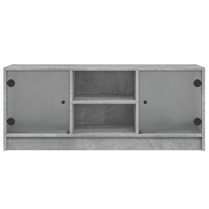 skab med glaslåger 102x37x42 cm betongrå