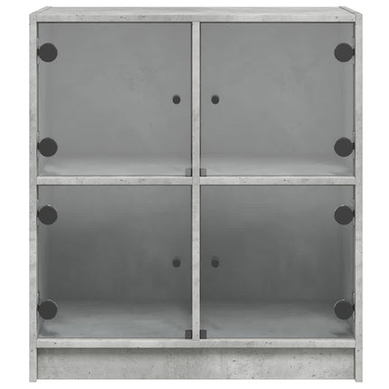 skab med glaslåger 68x37x75,5 cm betongrå