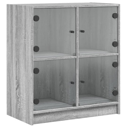 skab med glaslåger 68x37x75,5 cm grå sonoma-eg