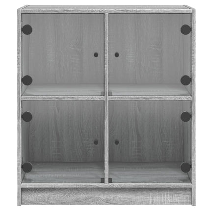 skab med glaslåger 68x37x75,5 cm grå sonoma-eg