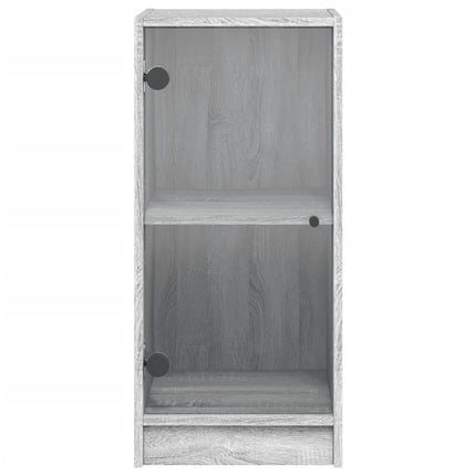 skab med glaslåger 35x37x75,5 cm grå sonoma-eg