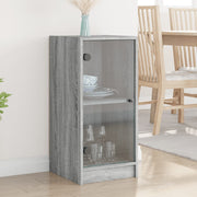 skab med glaslåger 35x37x75,5 cm grå sonoma-eg