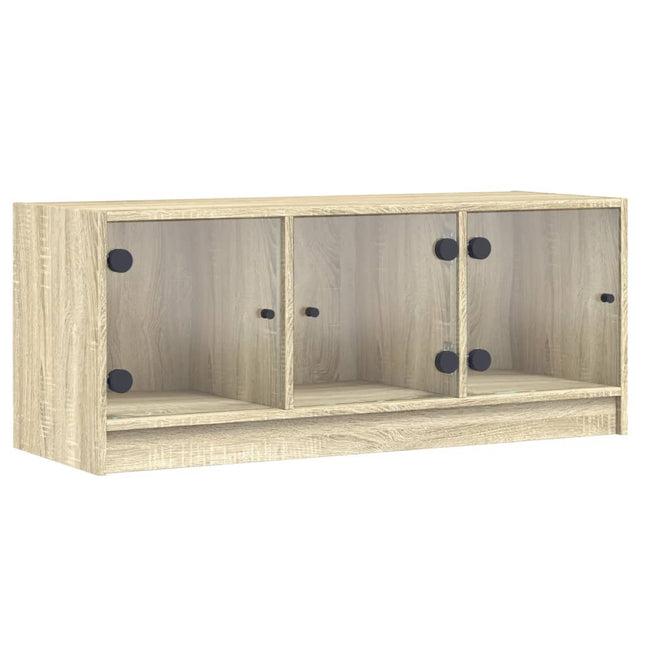 skab med glaslåger 102x37x42 cm sonoma-eg
