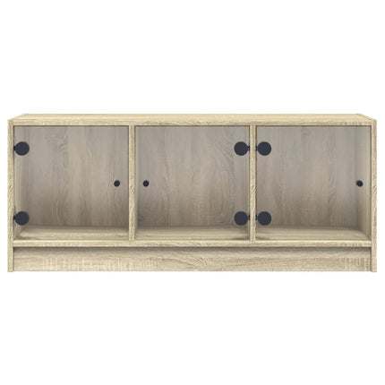 skab med glaslåger 102x37x42 cm sonoma-eg
