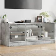 skab med glaslåger 102x37x42 cm betongrå
